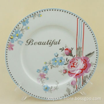 6pcs 7.5" New Bone China Flat Plate Set with Rose Design, Ideal for Party and Tea Time